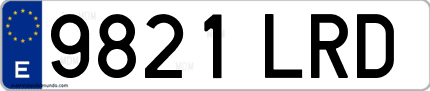 Ejemplo de matrícula de coche ordinaria 9821 LRD