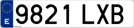 Ejemplo de matrícula de coche ordinaria 9821 LXB