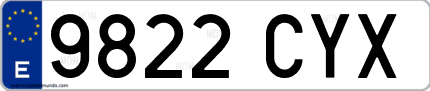 Ejemplo de matrícula de coche ordinaria 9822 CYX