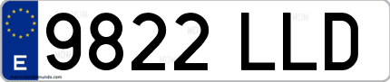 Ejemplo de matrícula de coche ordinaria 9822 LLD