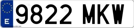Ejemplo de matrícula española 9822 MKW