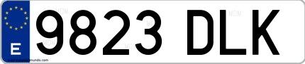 Ejemplo de matrícula española 9823 DLK