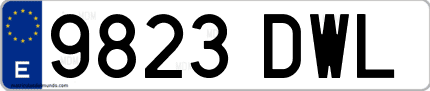 Ejemplo de matrícula de coche ordinaria 9823 DWL