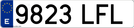 Ejemplo de matrícula de coche ordinaria 9823 LFL