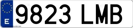 Ejemplo de matrícula española 9823 LMB