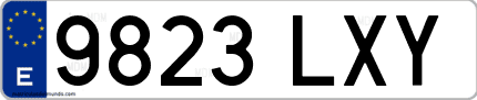 Ejemplo de matrícula de coche ordinaria 9823 LXY