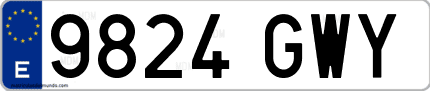 Ejemplo de matrícula de coche ordinaria 9824 GWY