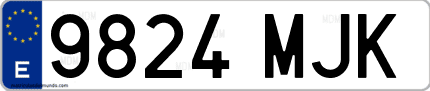 Ejemplo de matrícula de coche ordinaria 9824 MJK