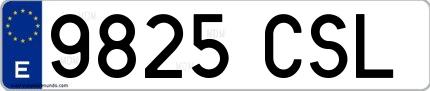 Ejemplo de matrícula española 9825 CSL