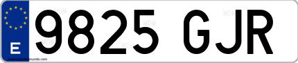 Ejemplo de matrícula de coche ordinaria 9825 GJR