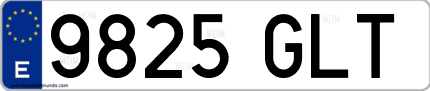 Ejemplo de matrícula de coche ordinaria 9825 GLT