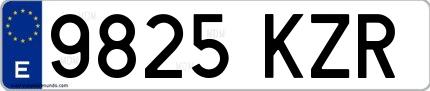 Ejemplo de matrícula española 9825 KZR