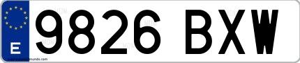 Ejemplo de matrícula española 9826 BXW