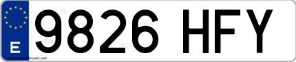 Ejemplo de matrícula española 9826 HFY