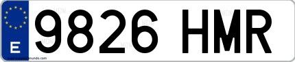 Ejemplo de matrícula española 9826 HMR