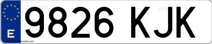 Ejemplo de matrícula española 9826 KJK