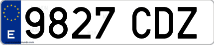 Ejemplo de matrícula de coche ordinaria 9827 CDZ