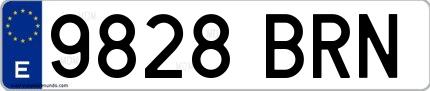 Ejemplo de matrícula española 9828 BRN