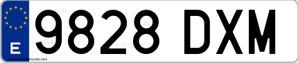 Ejemplo de matrícula de coche ordinaria 9828 DXM