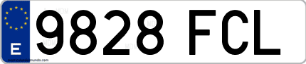 Ejemplo de matrícula de coche ordinaria 9828 FCL