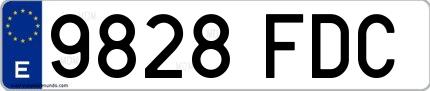 Ejemplo de matrícula española 9828 FDC