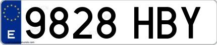 Ejemplo de matrícula española 9828 HBY