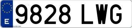 Ejemplo de matrícula española 9828 LWG