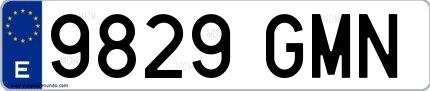 Ejemplo de matrícula española 9829 GMN