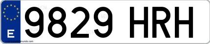 Ejemplo de matrícula española 9829 HRH