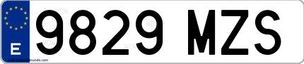 Ejemplo de matrícula española 9829 MZS