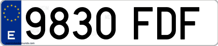 Ejemplo de matrícula de coche ordinaria 9830 FDF
