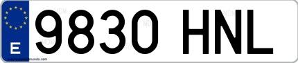 Ejemplo de matrícula española 9830 HNL