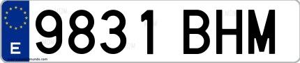 Ejemplo de matrícula española 9831 BHM