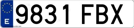 Ejemplo de matrícula española 9831 FBX