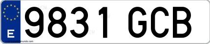 Ejemplo de matrícula española 9831 GCB