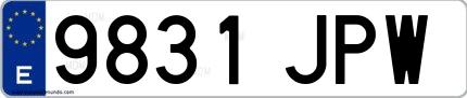 Ejemplo de matrícula española 9831 JPW