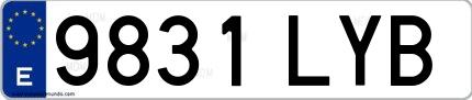 Ejemplo de matrícula española 9831 LYB