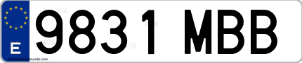 Ejemplo de matrícula de coche ordinaria 9831 MBB