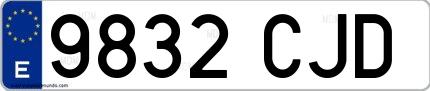 Ejemplo de matrícula española 9832 CJD
