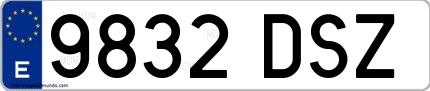 Ejemplo de matrícula española 9832 DSZ