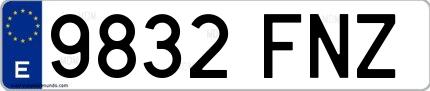 Ejemplo de matrícula española 9832 FNZ