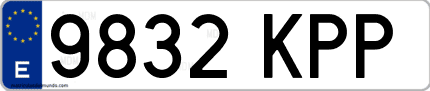 Ejemplo de matrícula de coche ordinaria 9832 KPP