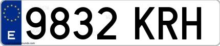 Ejemplo de matrícula española 9832 KRH