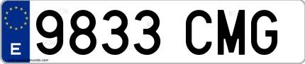 Ejemplo de matrícula española 9833 CMG