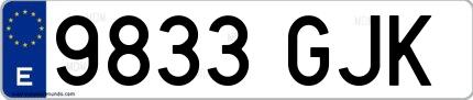Ejemplo de matrícula española 9833 GJK