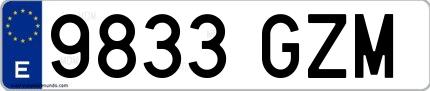 Ejemplo de matrícula española 9833 GZM