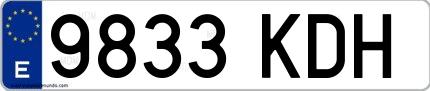 Ejemplo de matrícula española 9833 KDH