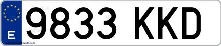 Ejemplo de matrícula española 9833 KKD