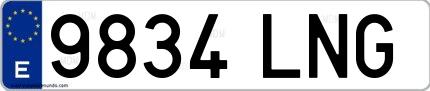 Ejemplo de matrícula española 9834 LNG