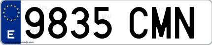 Ejemplo de matrícula española 9835 CMN